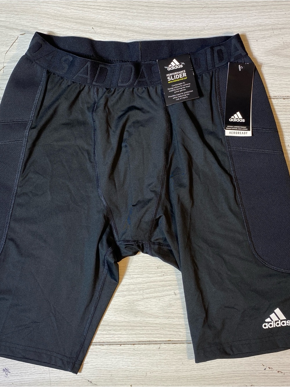 Adidas Men’s Triple Stripe Performance Slider Shorts Black Size L No CUP NWT!